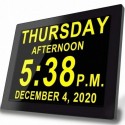Digital Clock 8 Inches with Day Date Calendar, Extra Large Non-Abbreviated Day & Month for Seniors Alzheimers' Dementia 