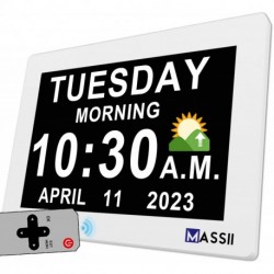 8 Inch Digital Alarm Clock Wall Bedroom Calendar, 16 Reminders 5 Custom Alarms